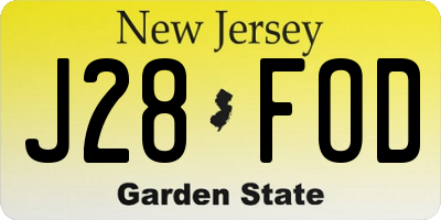 NJ license plate J28FOD
