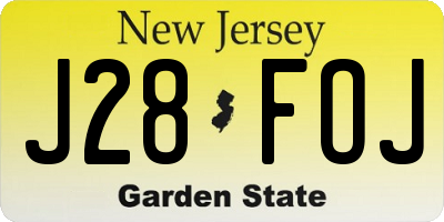 NJ license plate J28FOJ