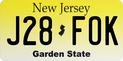 NJ license plate J28FOK