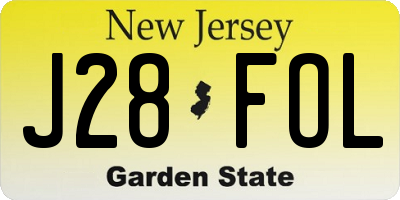 NJ license plate J28FOL