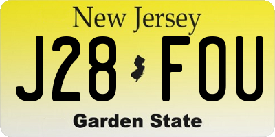 NJ license plate J28FOU
