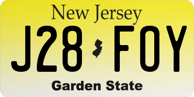 NJ license plate J28FOY