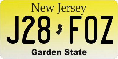 NJ license plate J28FOZ
