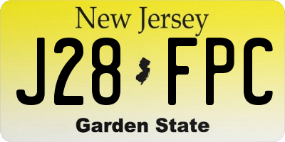 NJ license plate J28FPC