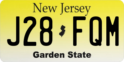 NJ license plate J28FQM
