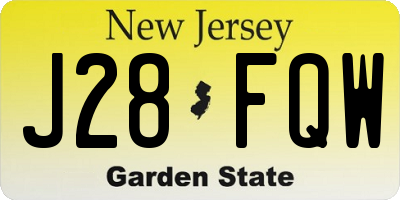NJ license plate J28FQW