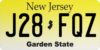 NJ license plate J28FQZ