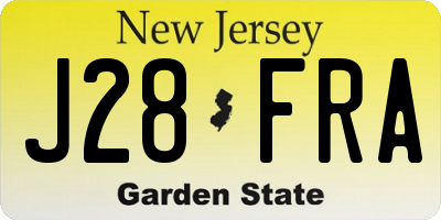 NJ license plate J28FRA