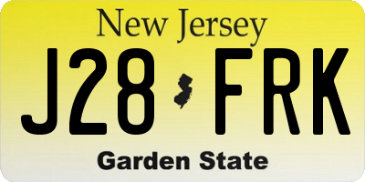 NJ license plate J28FRK