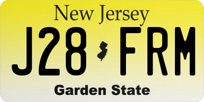 NJ license plate J28FRM