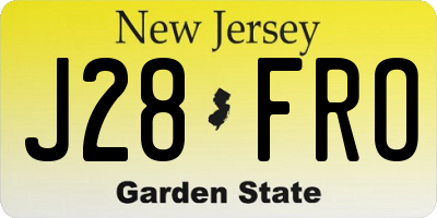 NJ license plate J28FRO