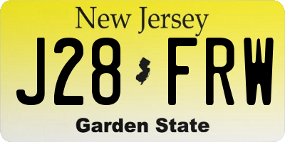 NJ license plate J28FRW