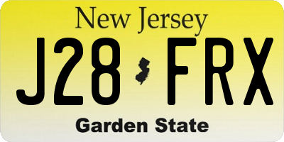 NJ license plate J28FRX
