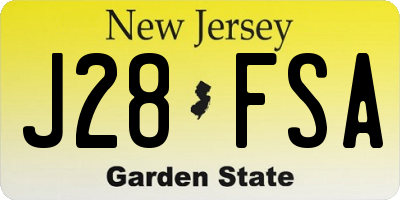 NJ license plate J28FSA