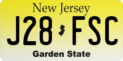 NJ license plate J28FSC