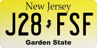 NJ license plate J28FSF