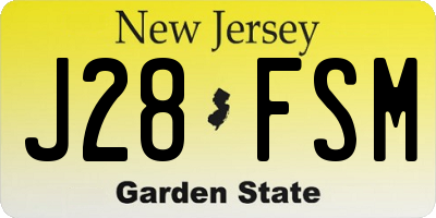 NJ license plate J28FSM