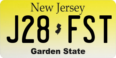 NJ license plate J28FST