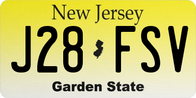 NJ license plate J28FSV