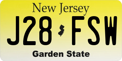 NJ license plate J28FSW