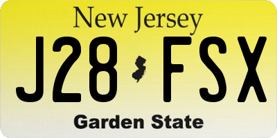 NJ license plate J28FSX