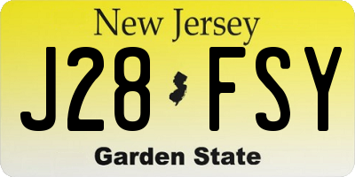 NJ license plate J28FSY