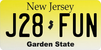 NJ license plate J28FUN