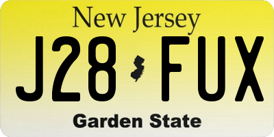 NJ license plate J28FUX