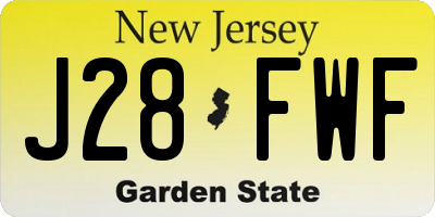 NJ license plate J28FWF