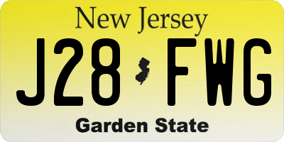 NJ license plate J28FWG