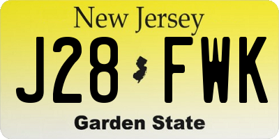 NJ license plate J28FWK