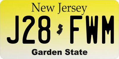 NJ license plate J28FWM