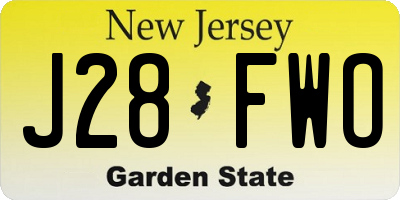 NJ license plate J28FWO