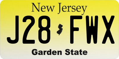 NJ license plate J28FWX