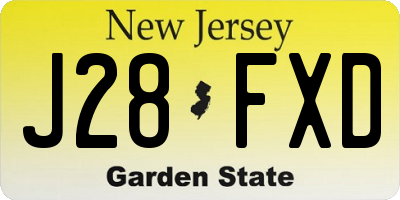 NJ license plate J28FXD