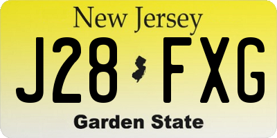 NJ license plate J28FXG