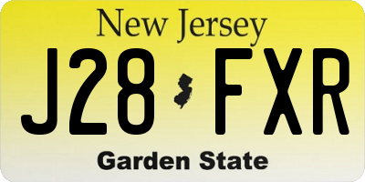 NJ license plate J28FXR