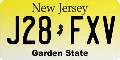 NJ license plate J28FXV