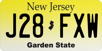 NJ license plate J28FXW