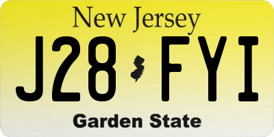 NJ license plate J28FYI