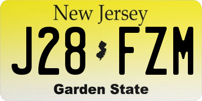 NJ license plate J28FZM