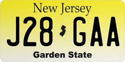NJ license plate J28GAA