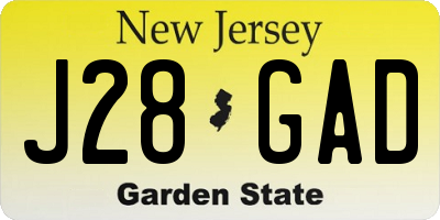 NJ license plate J28GAD