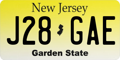 NJ license plate J28GAE