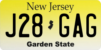 NJ license plate J28GAG