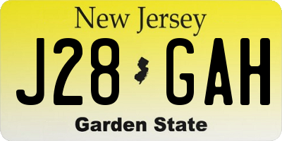 NJ license plate J28GAH