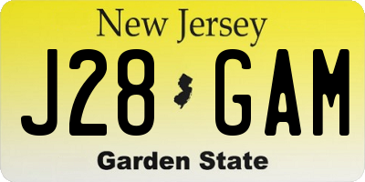 NJ license plate J28GAM