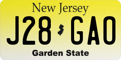 NJ license plate J28GAO
