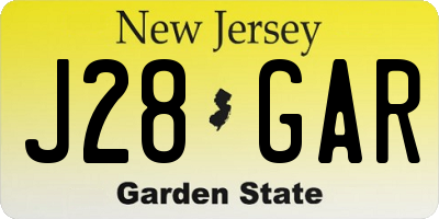 NJ license plate J28GAR