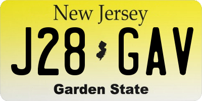 NJ license plate J28GAV